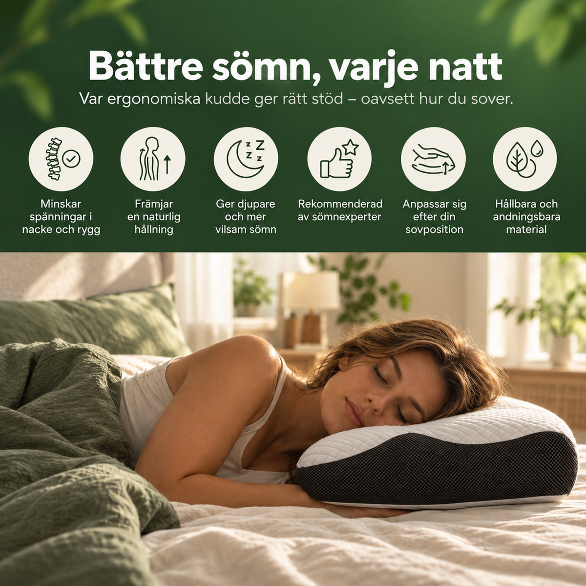 Sovro™ - Ergonomisk Nackkudde för Lindring av Nack- & Ryggsmärta